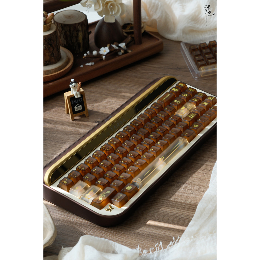Keygenius Coffee House Keycaps Foggy Transparent Brown PC Cherry Profile keycap set cho bàn phím cơ | BigBuy360 - bigbuy360.vn