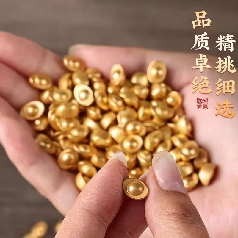 500 Chiếc Cát Chắc Chắn Mini Vàng Thỏi Giàu Có Tập Hợp Đồ Trang Trí Phong Cách Kho Báu Nồi DIY Tân Gia Cửa Hàng May Mắn Mở Trang Trí Vàng Yuanbao