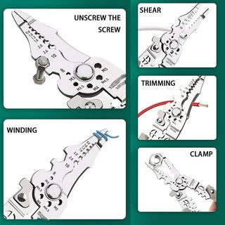 Kìm cắt cáp Crimper Kìm cắt dây tự động có thể điều chỉnh Kìm tuốt đa chức năng Kìm uốn Thiết bị Dụng cụ cầm tay SUNND