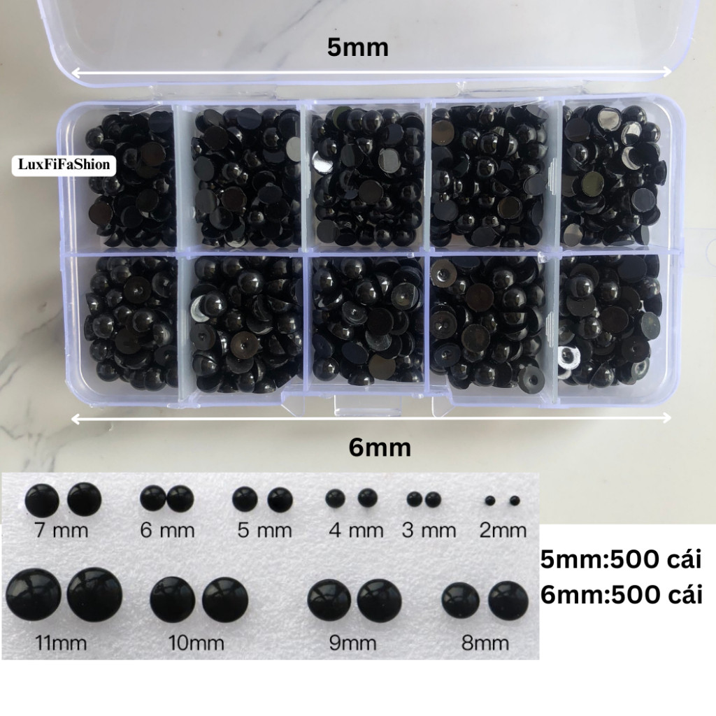 Hộp 1000 mắt thú dán len mix 2size | Shopee Việt Nam