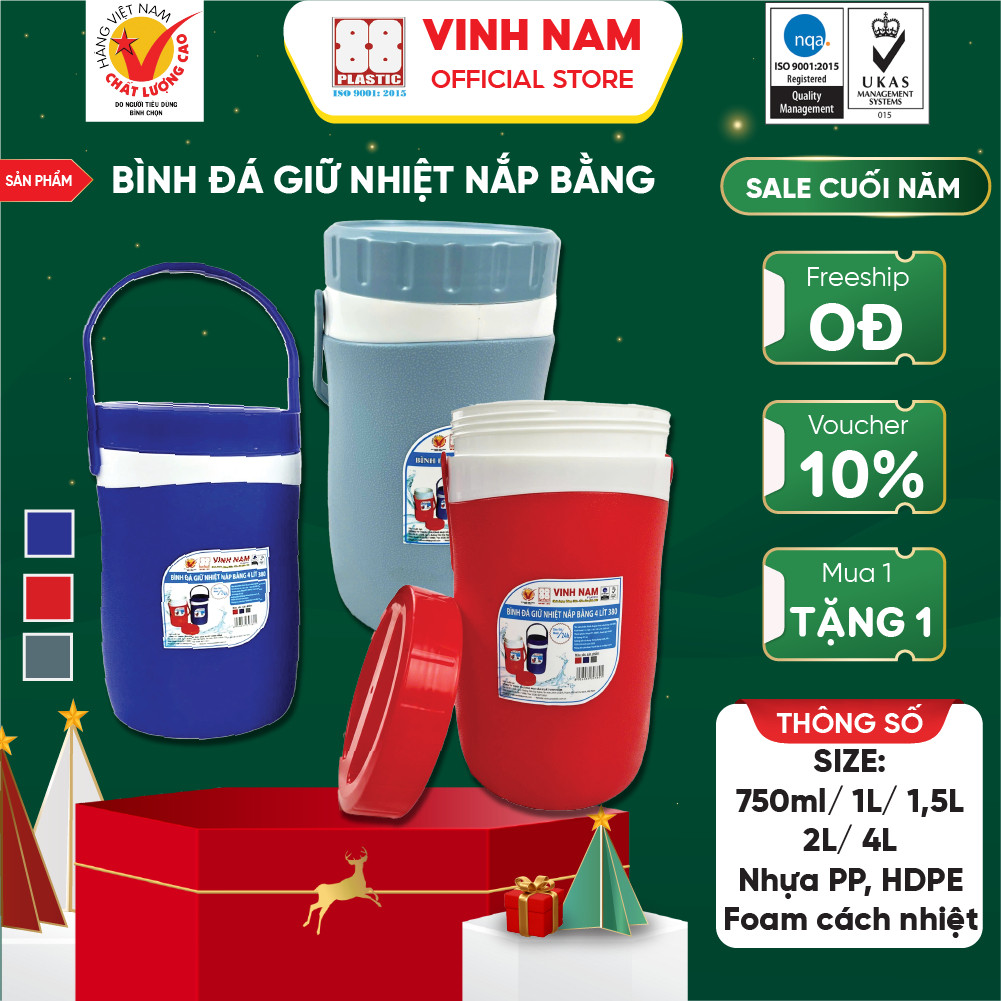 Bình Đá Giữ Nhiệt NẮP BẰNG Vinh Nam 750ml 1L 1.5L 2L 4L Giữ Nhiệt Đến Hơn 24h Bình Nước Giữ Nhiệt