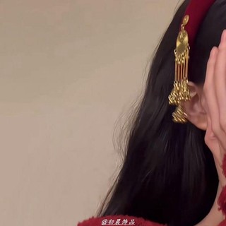 Retro Thẩm mỹ Trung Quốc Băng đô mục tiêu lục lạc hai mặt nhung đỏ