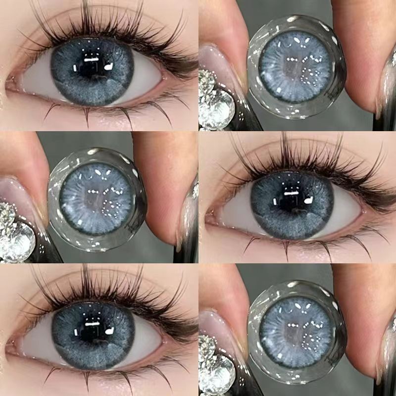 [0.00--6.00] Kính áp tròng Set 2 chiếc Ống kính áp tròng màu xám 14,5mm một năm 01