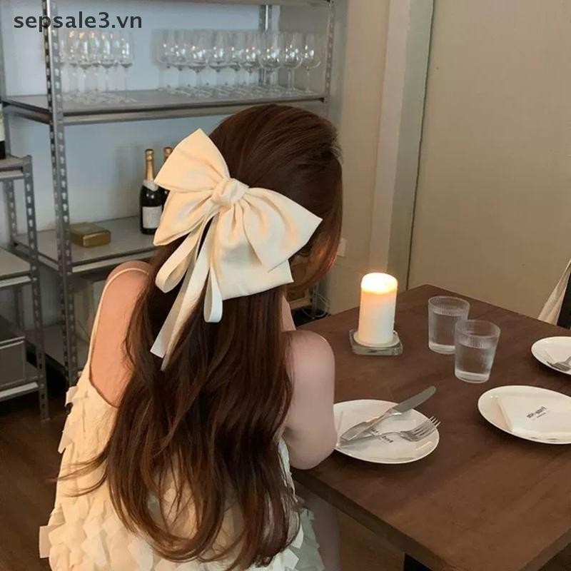 # VN # 1PC Mùa Hè Nơ Lớn Dài Streamer Vịt Hóa Đơn Kẹp Trắng Lớn Nơ Sa Kẹp Tóc Thanh Lịch Và Ngọt Ngào Phụ Kiện Tóc.