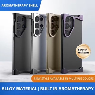 [Jlk] Ốp điện thoại hương liệu chống sốc kim loại không đều cho Samsung Galaxy S23 S24 S25 Ultra Plus Vỏ chống sốc làm mát bằng nhôm