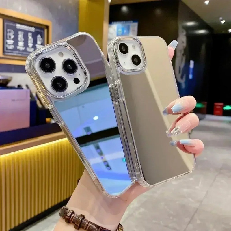 Iphone16 16Pro 16ProMax 16Plus 15Pro Gương Trang Điểm Cứng Acrylic TPU Ốp lưng iPhone 16 15 14 13 12 11 Pro Max Plus Chống Trầy Xước Ốp lưng Chống Sốc Ốp Lưng Bảo Vệ Ốp Lưng