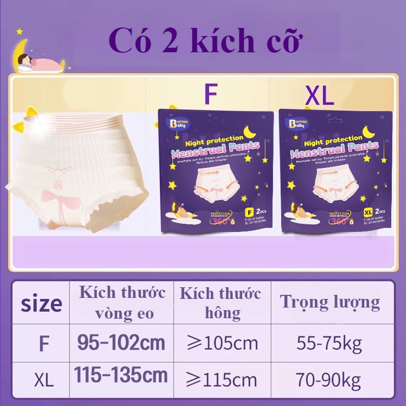 Băng vệ sinh dạng quần（2/5Pcs ），Băng vệ sinh dạng quần chống tràn ban đêm，thấm hút cực nhanh, mềm mại và thoải mái