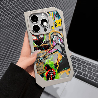Vỏ Điện Thoại Không Đều, Cho iPhone 16,15,14,13,11,12 Pro Max, Phim Hoạt Hình Graffiti Thành Phố Người Nhện Nhiều Màu Sắc
