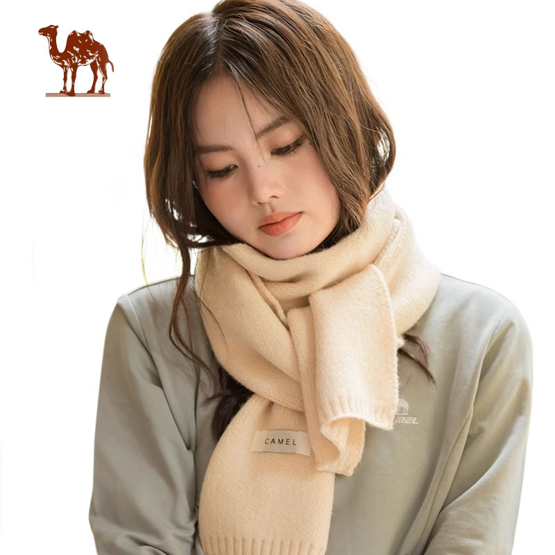 Ảnh Camel CROWN Khăn Nam Nữ Phong Cách Nhật Bản Cổ Ấm Dệt Kim Màu Trơn Khăn Dày 1