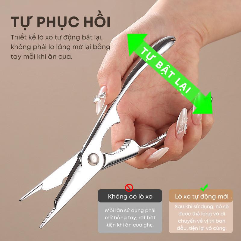Bộ Dụng Cụ Ăn Hải Sản 3 Món KooBee Kìm Kẹp Càng Cua Ghẹ Inox 304 Không Gỉ Cao Cấp  | 219