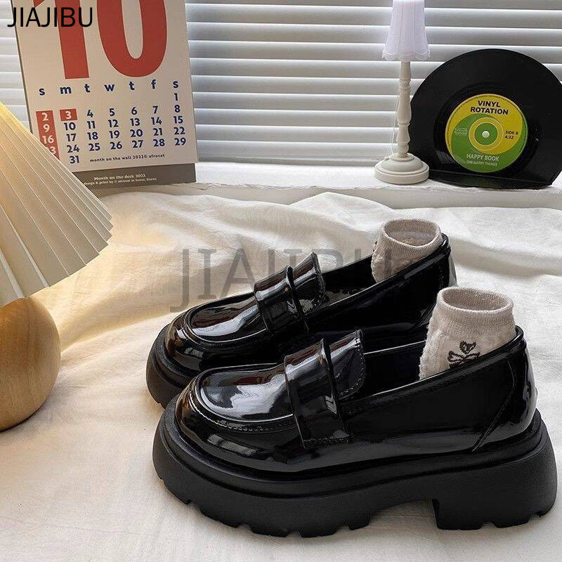 Size 34-46 Giày Da Nhỏ Phong Cách Retro Có Gót Dày 45 Giày Nữ Cỡ Lớn 44 Giày Đi Học Màu Đen Giày Lười Slip-on 43Korean Fashion Platform Mary Jane Shoes 42 Japanese JK Uniform Lolita Doll Shoes Giày Công Chúa Cosplay Kiểu Pháp Giày Ngón Chân Cái Giày Nhảy