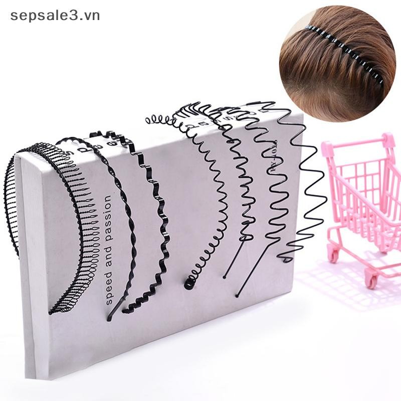 # Vn # Metal Men Women Unisex Black Wave Hair Hoop Wash Face Chiều rộng 5mm Thời trang Băng đô thể thao đơn giản Phụ kiện tóc.