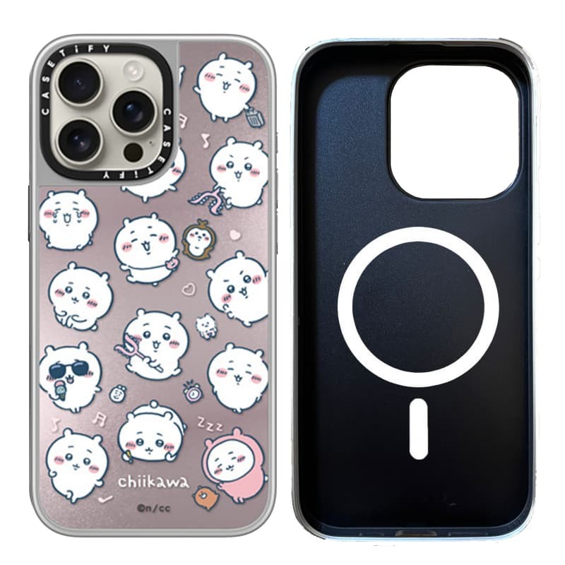 Ốp điện thoại Họa Tiết CASETiFY XChiikawa Medley - Phiên Bản Hồng Hút Từ Tính Đen & Bạc Gương IPhone IPhone 16 15 14 13 12 Pro Max Plus Ốp điện thoại Cứng Có Hộp Khắc logo