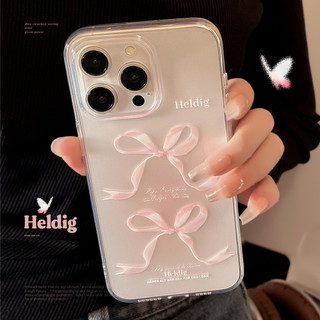 [Sheren] Vỏ iPhone nơ màu hồng ngọt ngào 14 trong suốt iphone15promax Silicone 11 Vỏ bảo vệ chống sốc
