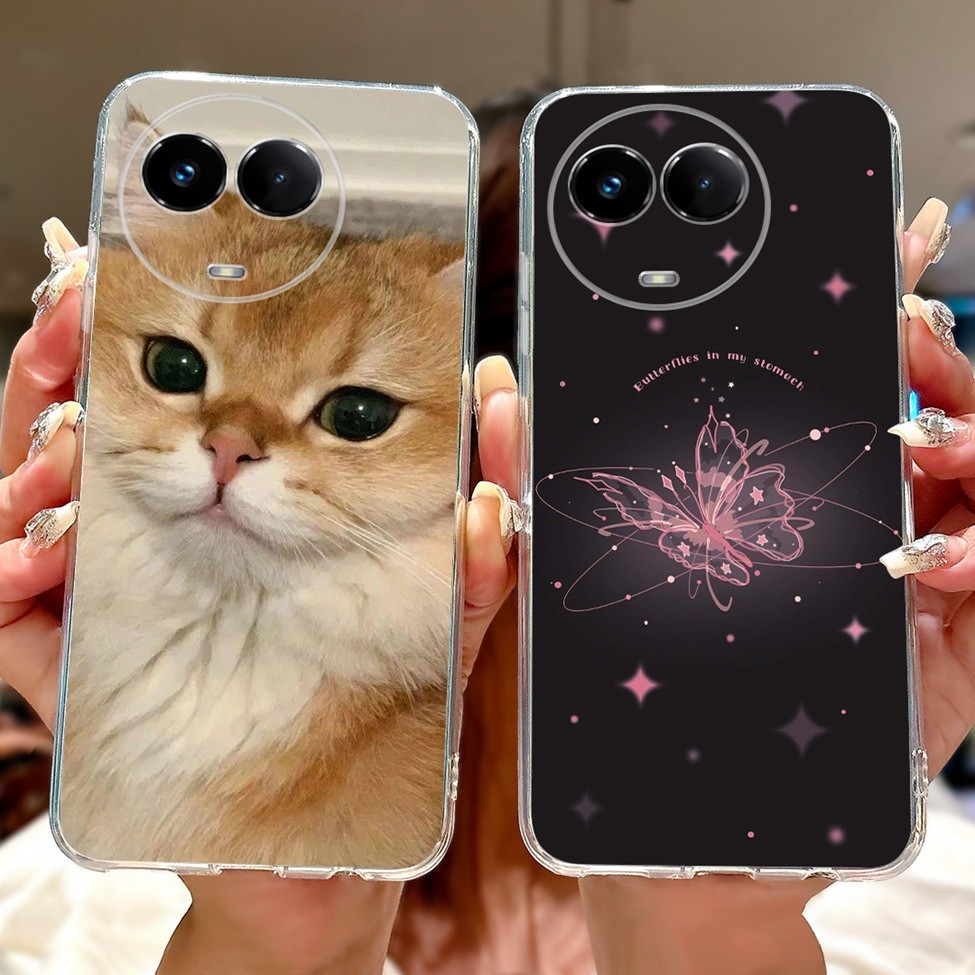Dành Cho Realme V50 V50S Ốp lưng RMX3783 RMX3781 Ốp Lưng Realme V50 Ốp Lưng Trong Suốt Thẩm Mỹ Thời Trang Bướm Hoa Mèo Dễ Thương Tình Yêu Mềm TPU