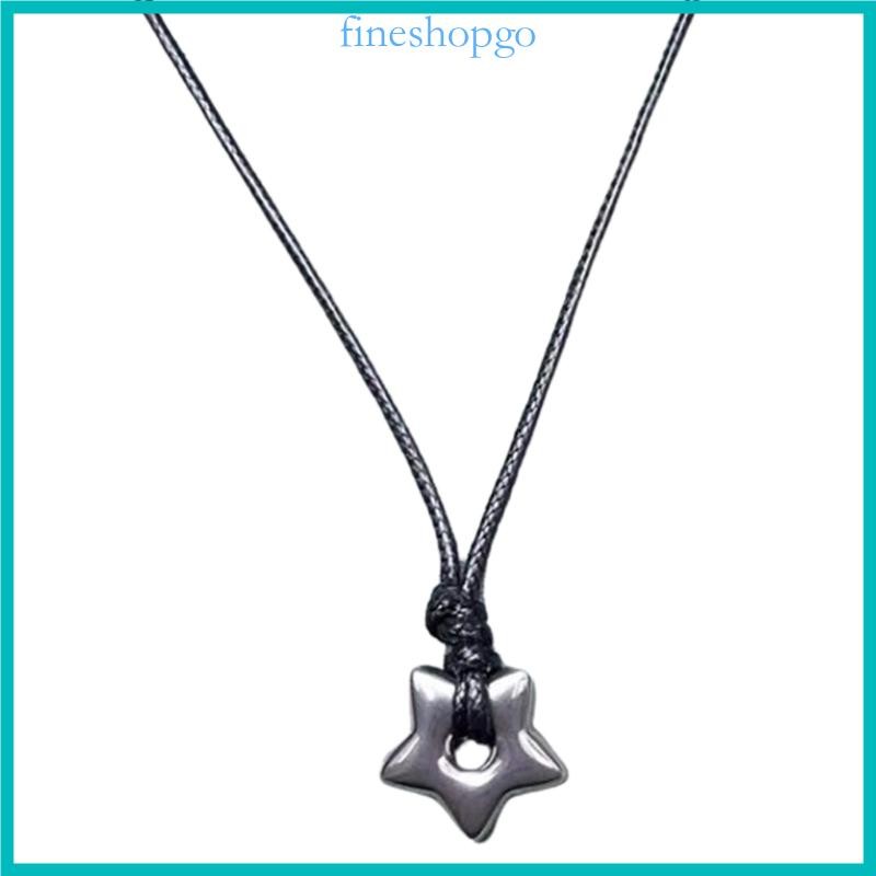 Fine Gothic Ngôi Sao Rỗng Mặt Dây Chuyền Vòng Cổ Da Vintage Dây Thời Trang Nữ Trang Sức