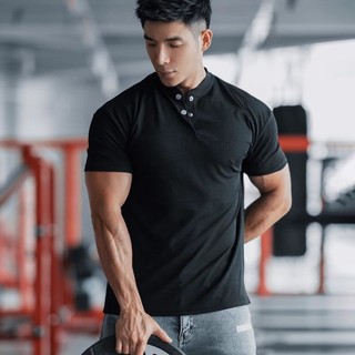 Áo sơ mi Polo thể hình cổ Henley khô nhanh thoáng khí mùa hè dành cho nam