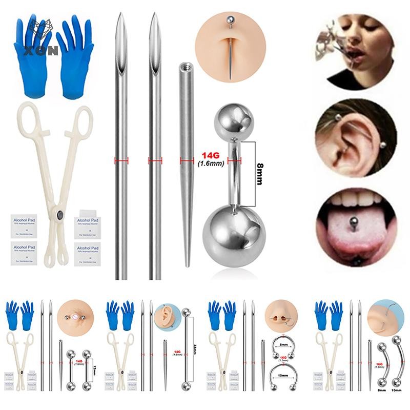 [XON] Bộ cơ thể Phẫu thuật Thép ren côn Pin s Lip Nose Tongue Sụn lông mày Nơ Dụng cụ trang sức Kìm [VN]