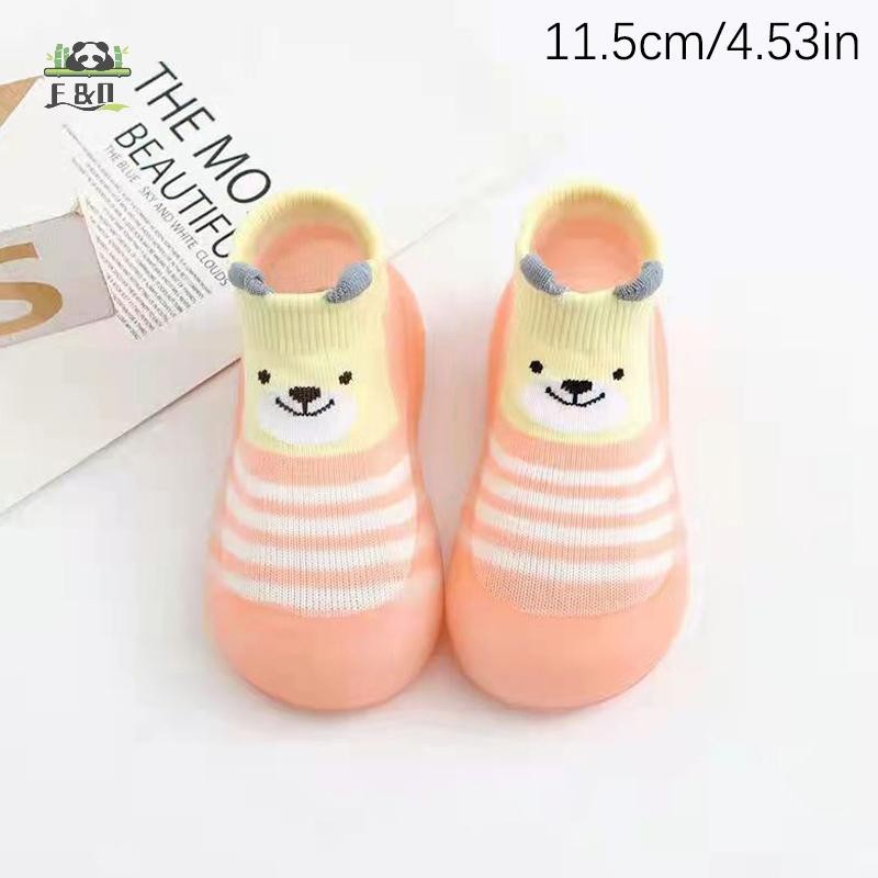 [Shnzdd] Giày mềm cho bé tập đi, đế cao su chống trơn trượt, dệt kim hoạt hình, chống chuyến đi EMKK