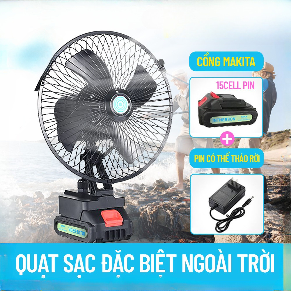 🔥🔥Quạt Tích Điện Pin 10-15 Cell Dùng Liên Tục 4-8H, Quạt Makita Để Bàn 2 Cấp Độ Gió Siêu Mát