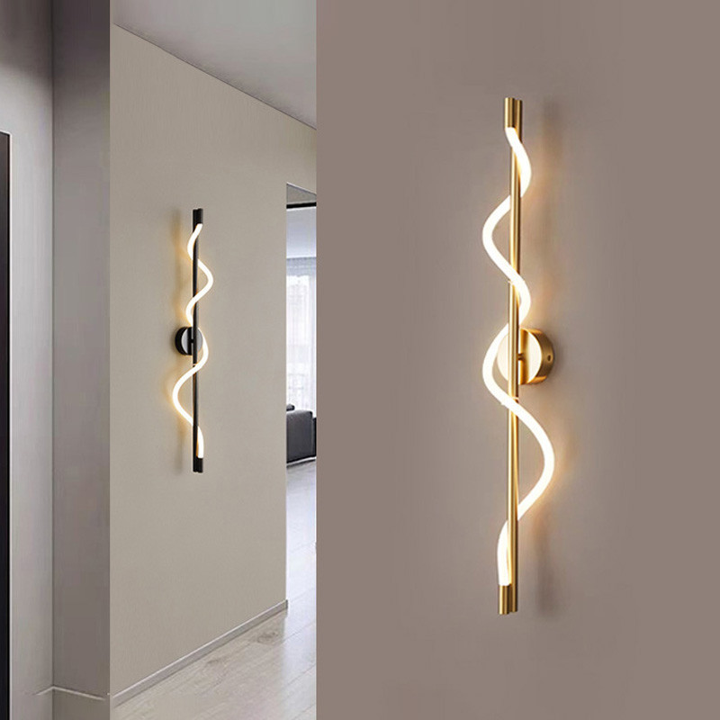 Đèn tường, Đèn hậu hiện đại Đèn Led xoắn ốc thẩm mỹ sang trọng Đèn tường tuyến tính, Phòng ngủ, Cầu thang, Đèn chiếu sáng trang trí tường nền