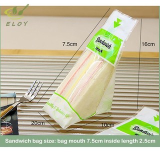 [ELOY] 100 Gói Bánh Mì Nhẹ Bao Bì Bánh Sandwich Gói Đặc Biệt Dùng Một Lần Dễ Xé Trong Suốt Bánh Tam Giác Nướng Bánh Bao Bì VN