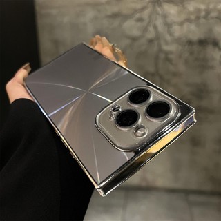 Ốp Điện Thoại Ống Kính Pha Lê Aurora Mạ Điện Vuông Sang Trọng Cho iPhone16 15 14 13 Pro Max Bảo Vệ Camera Chống Sốc Ốp Lưng Cứng Chống Rơi
