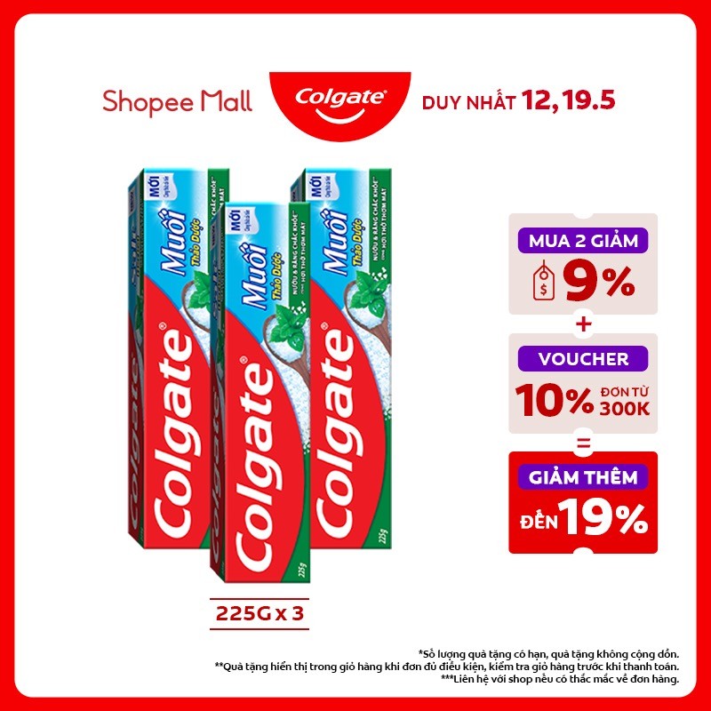 Ảnh Bộ 3 Kem Đánh Răng Colgate Herbal Salt Muối Thảo Dược bảo vệ răng và nướu tối ưu 225g/tuýp 1