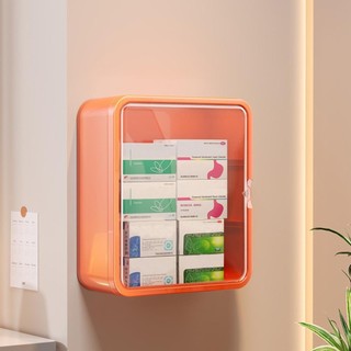 JKDESIGN Giá đựng thuốc, Lắp đặt không đục lỗ Lắp đặt gia đình Tủ y tế treo tường, Hộp lưu trữ nhiều lớp dung lượng lớn loại ngăn kéo trong suốt