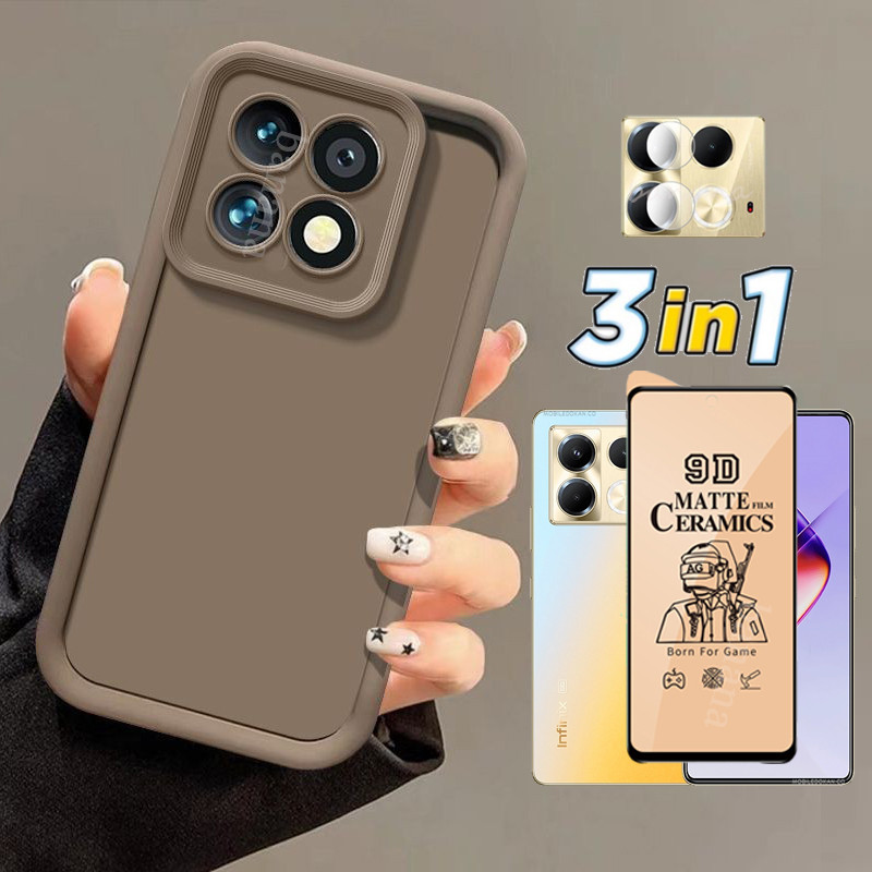 3in1 Infinix Note 40 5G Trọn gói Vỏ điện thoại chống sốc cho Infinix Note 40 4G Kính cường lực gốm + Phim ống kính