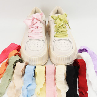 Lụa Phẳng 2.5CM Chiều Rộng Dây Giày Cho Giày Sneaker Nhiều Màu Sắc Đuôi Cá Xếp Ly Dây Giày Xù Một Lớp Dây Giày Phụ Kiện