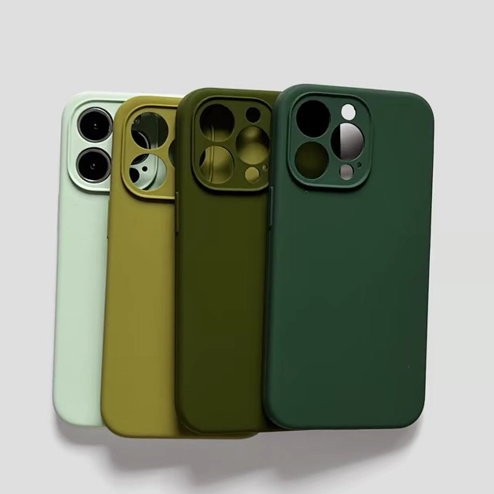 Bean Green Liquid Silicone Chính Xác Bảo Vệ Ống Kính Ốp Điện Thoại Cho iPhone 16 Pro Max 16 Plus 15 Pro Max 14 13 12 11 Pro Max Vỏ Chống Sốc