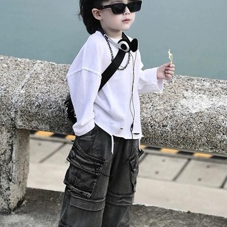 [DOUDOU KID] - DTR-02 Áo Thun Dài Tay Rách Cho Bé Từ 11-34kg,Phong Cách May Trái Cá Tính Chất Vải Cotton Chính Phẩm