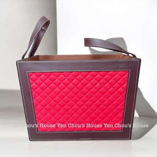 Giỏ da vuông phồng có quai chưng quà