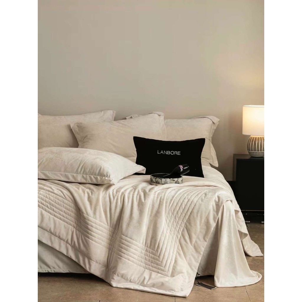 (L41139)Bộ Chăn Ga Gối Nỉ Kim Sa Cao Cấp Tone Màu Đơn Sắc Hiện Đại Giúp Giấc Ngủ Của Bạn Thư Giãn - MemMinbedding Luxury