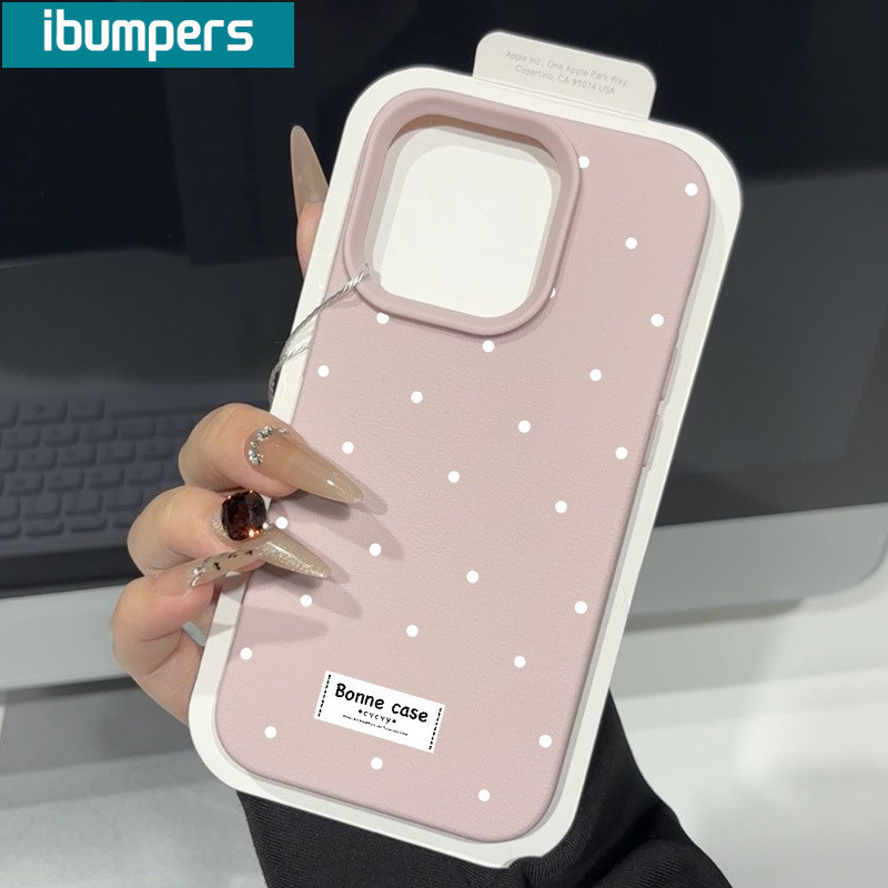 ibumpers Ốp Lưng IPhone Hàn Quốc Đơn Giản Chấm Trắng Cho IPhone 16 15 14 12 13 11 Pro Max IP 7 8 Plus X XS XR Ốp Điện Thoại Mỏng Silicon Mềm Da Họa Tiết