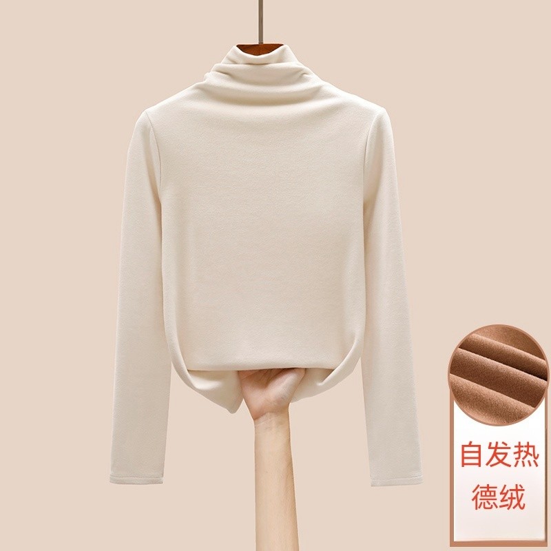 Áo giữ ấm áo mặc trong nhung Đức hai mặt cổ cao cho nữ áo thun dài tay mẫu mới thu đông năm 2024 cho nữ áo cổ cọc mặc trong và ngoài