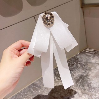 [Bộ sưu tập cà vạt nơ trắng dành cho nữ] Phụ kiện váy sơ mi pha lê cổ điển JK Lolita