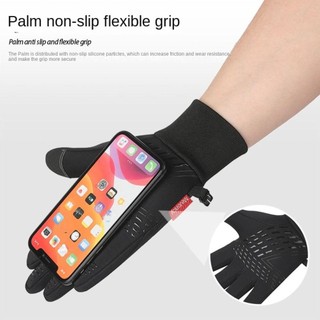 Găng tay trượt tuyết đi xe đạp, nylon và polyester, ấm áp mùa đông, chạm màn hình cảm ứng dễ dàng