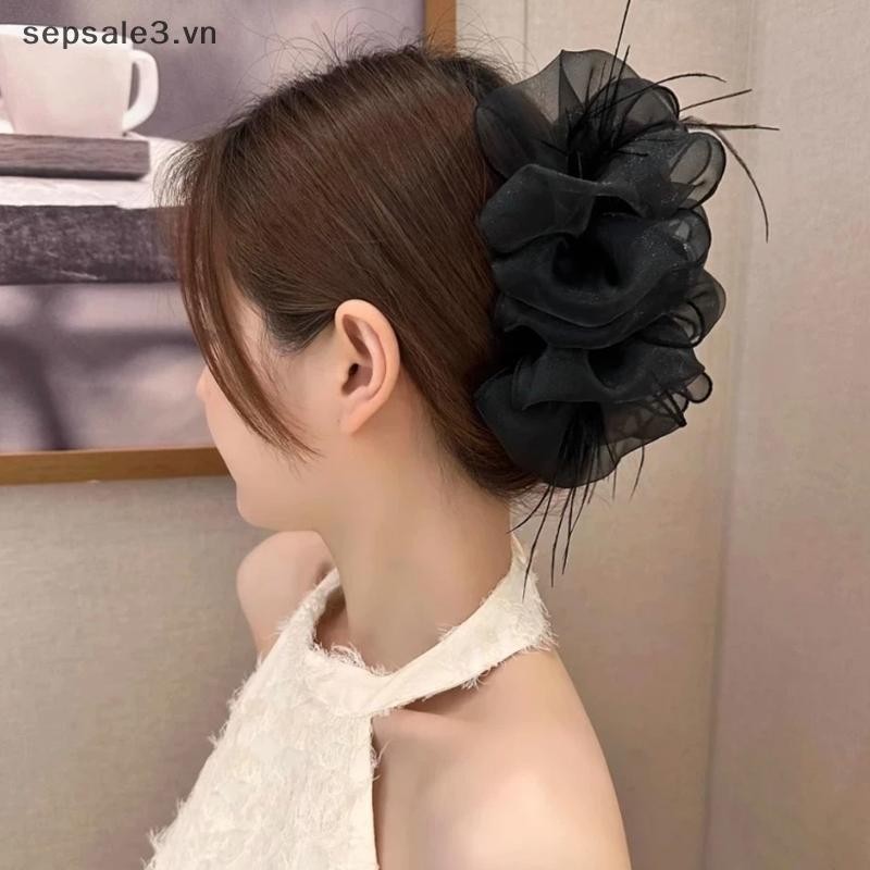 # VN # Lưới Nơ Kẹp Nữ Cô Gái Ngọt Ngào Thanh Lịch Đen Lớn Mua Sắm Đám Cưới Hàng Ngày Vuốt Tóc Phụ Kiện Tóc Thời Trang.