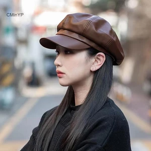 Cyp Nữ Thời Trang Mũ Nồi Da Chắc Chắn Beret Nghệ Sĩ Pháp Ấm Bò Mũ Nữ Bé Gái Mũ Vinh Quang Mũ