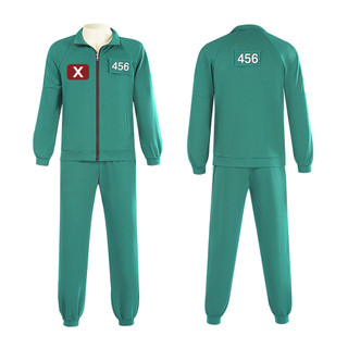 Pg Squid Game 2 cosplay vải đỏ áo liền quần thể thao màu xanh lá cây áo hoodie bộ trang phục sân khấu