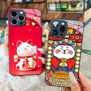 Ốp kính Mèo thần tài may mắn tài lộc iphone 16 15 14 13 12 11 x xs xr 8 7 6 pro max plus mini 6s 6g 7g 8g 6p 7p