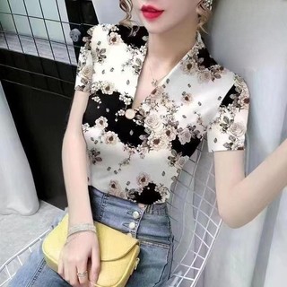 54% Tỷ Lệ Mua Lại Cổ Chữ v Áo Thun Nữ Tay Ngắn 2026 Phong Cách Phương Tây Slim-Fit Mỏng Hơn Nhìn Ice Silk Đáy