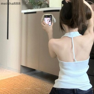 Meisha888 Retro Cổ Chữ V Không Tay Ôm Dệt Kim Dây Cổ Áo Vest Nữ Mùa Hè Đẹp