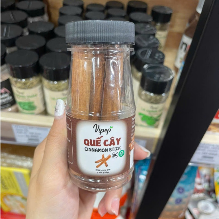 Thanh Quế Cinnamon Nguyên Chất Vipep Lọ 20g, Gia Vị Nấu Ăn Thơm Ngon Chuẩn Vị