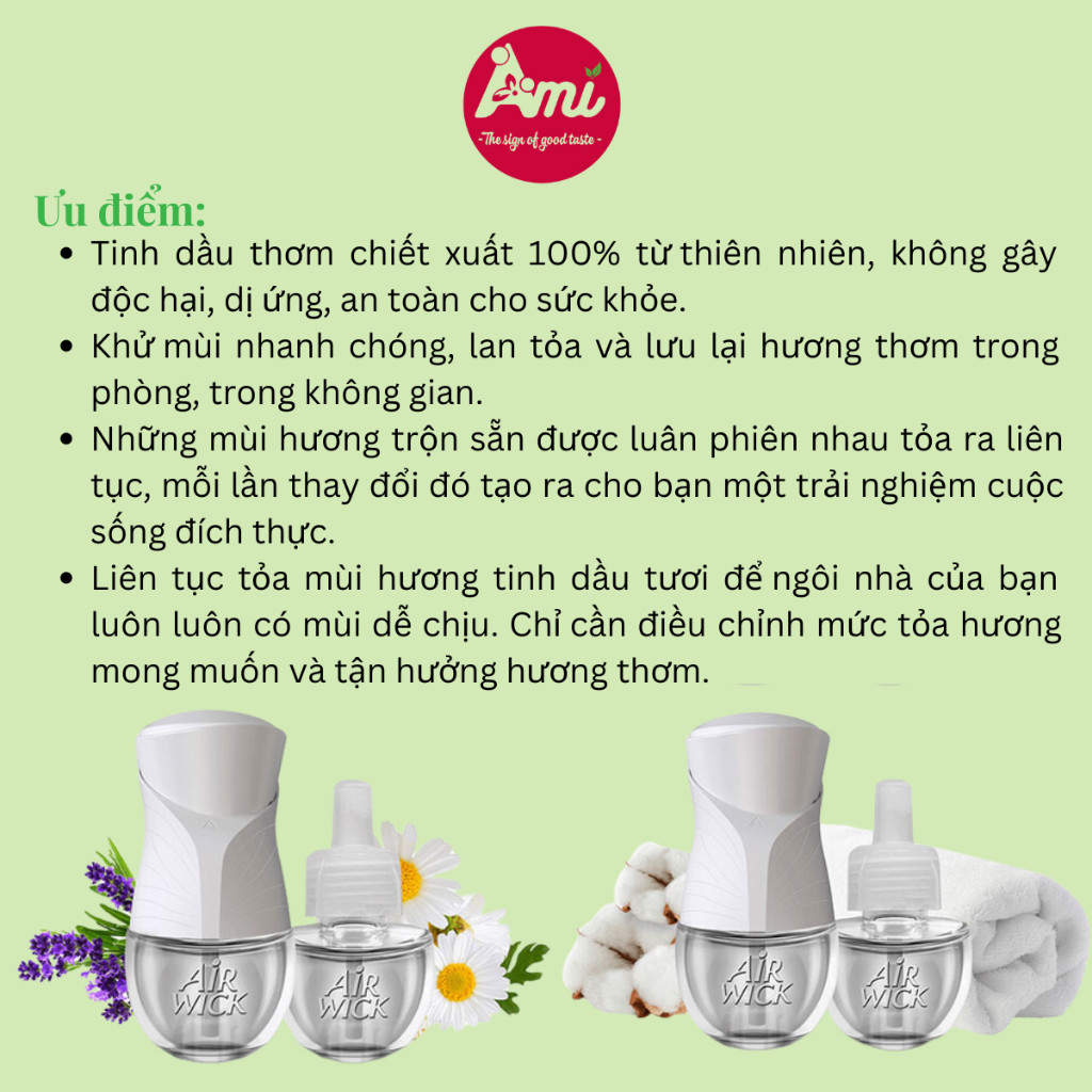 Bộ Tinh Dầu Cắm Điện 220V Air Wick Essential Oils - Đủ Mùi Hương Thiên Nhiên