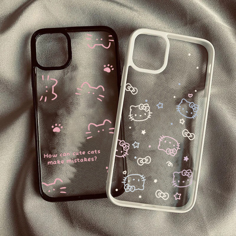Vỏ Tương Thích Cho iPhone 16 11 12 13 14 15 Pro Max Cho iPhone 16e XR X XS Max 7 8 Plus SE2020 2022 Mèo Dễ Thương Silicon Trong Suốt Chống Sốc