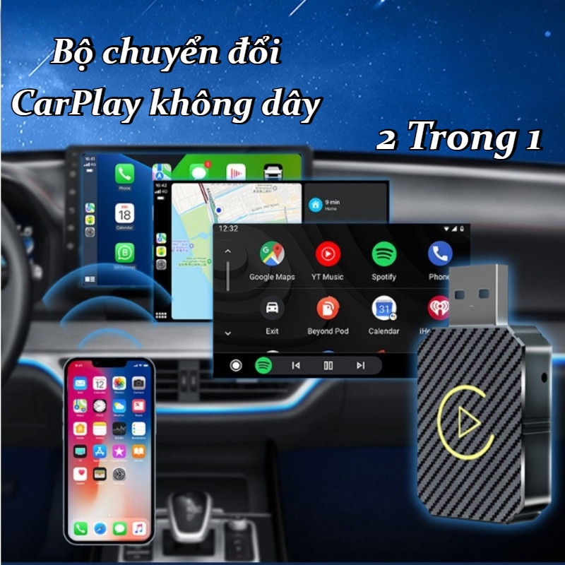 Bộ chuyển đổi CarPlay không dây,Mô-đun kết nối xe-máy thông minh hộp carplay ô tô