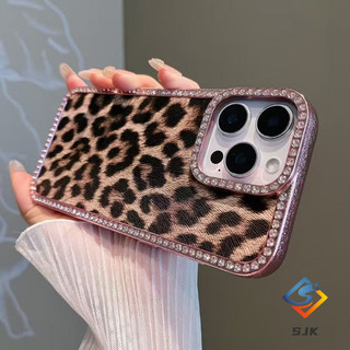 [Sizzling Leopard] Ốp điện TPU cho iPhone 16 15 14 13 12 11 Pro Max | Vỏ chống trượt chống sốc Thiết kế kim cương mạ điện